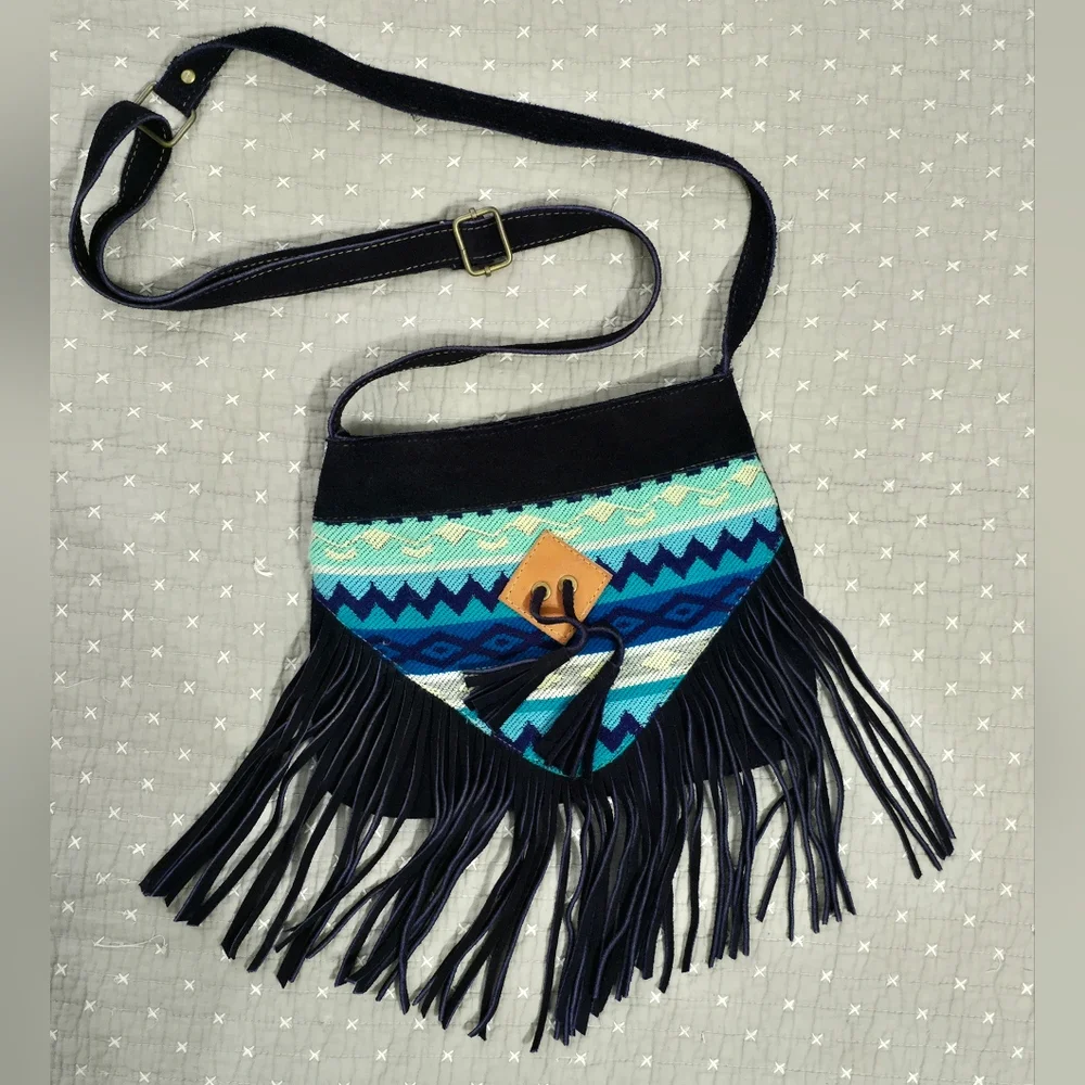 Syede Fringe Boho Crossbody Bag - Multicolor - Picture 1 of 12